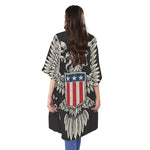 Patriotic USA Eagle Print Open Front Beach Cover Up