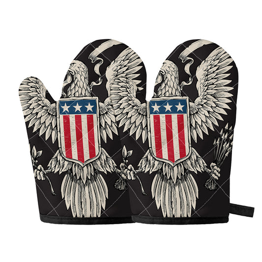 Patriotic USA Eagle Print Oven Mitts