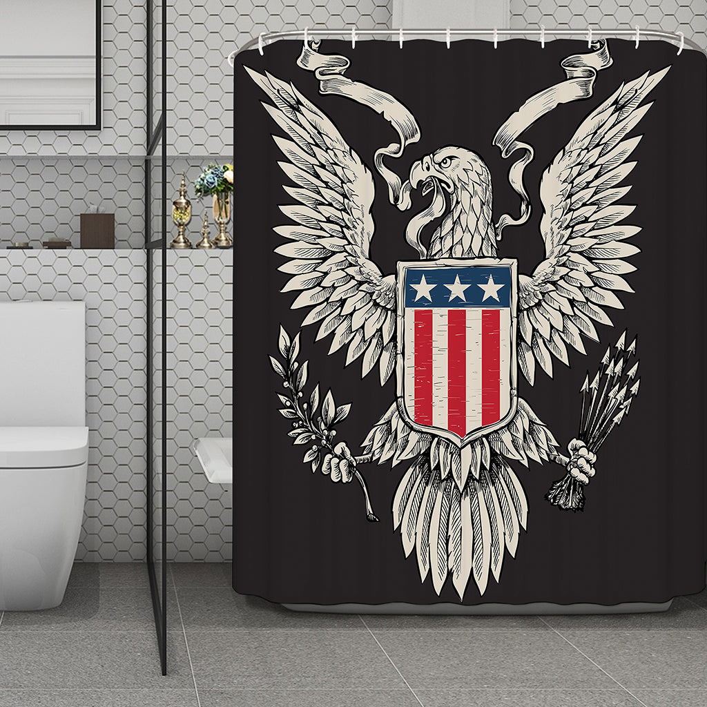 Patriotic USA Eagle Print Polyester Shower Curtain