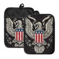 Patriotic USA Eagle Print Pot Holders With Pocket