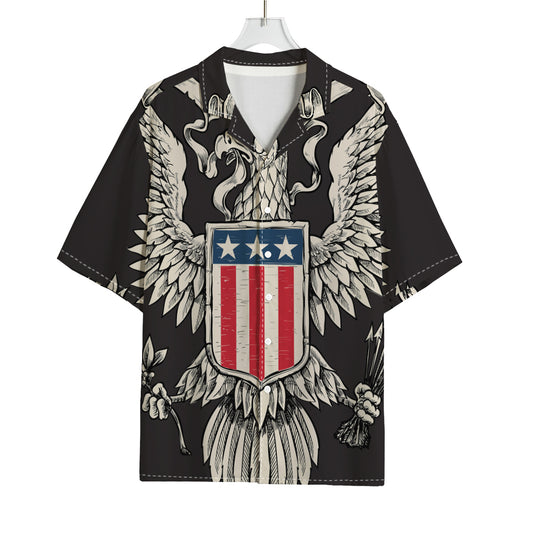 Patriotic USA Eagle Print Rayon Hawaiian Shirt