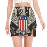 Patriotic USA Eagle Print Side Slit Mini Skirt