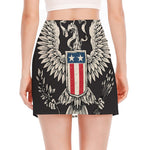 Patriotic USA Eagle Print Side Slit Mini Skirt