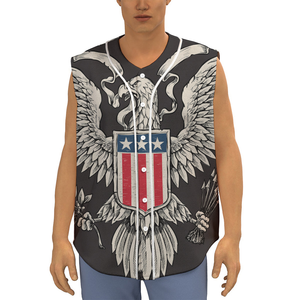 Patriotic USA Eagle Print Sleeveless Baseball Jersey