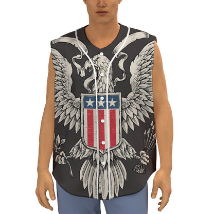 Patriotic USA Eagle Print Sleeveless Baseball Jersey