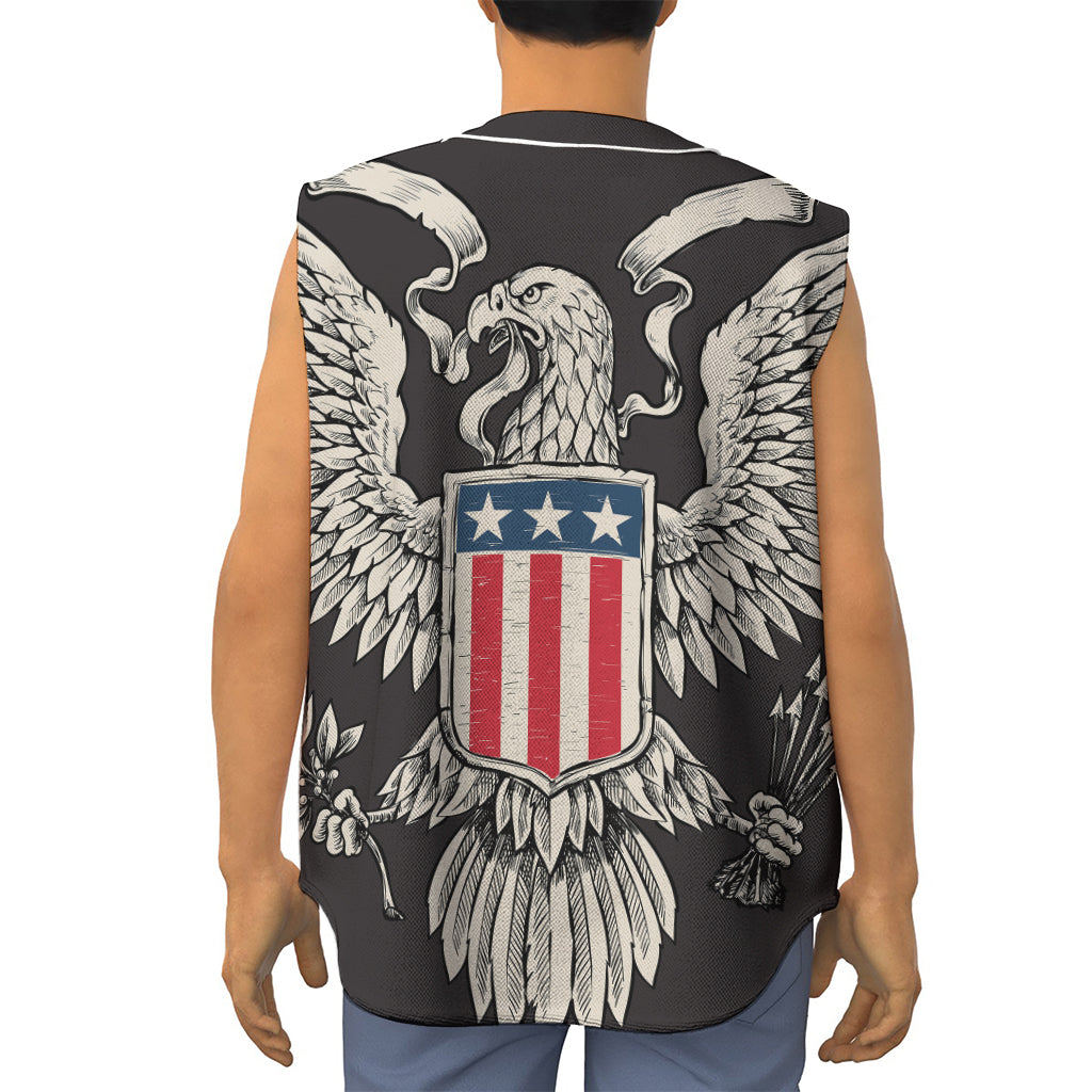 Patriotic USA Eagle Print Sleeveless Baseball Jersey