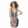 Patriotic USA Eagle Print Sleeveless Bodycon Dress