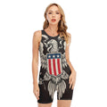 Patriotic USA Eagle Print Sleeveless One Piece Swimsuit