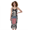 Patriotic USA Eagle Print Slim Fit Midi Cami Dress