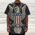 Patriotic USA Eagle Print Textured Short Sleeve Shirt