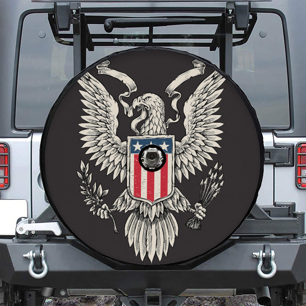 Patriotic USA Eagle Print Tire Cover With Camera Hole