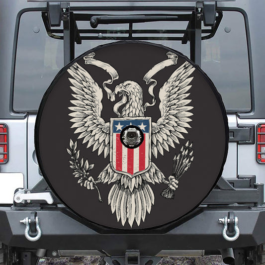Patriotic USA Eagle Print Tire Cover With Camera Hole