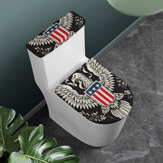 Patriotic USA Eagle Print Toilet Lid And Tank Cover Set