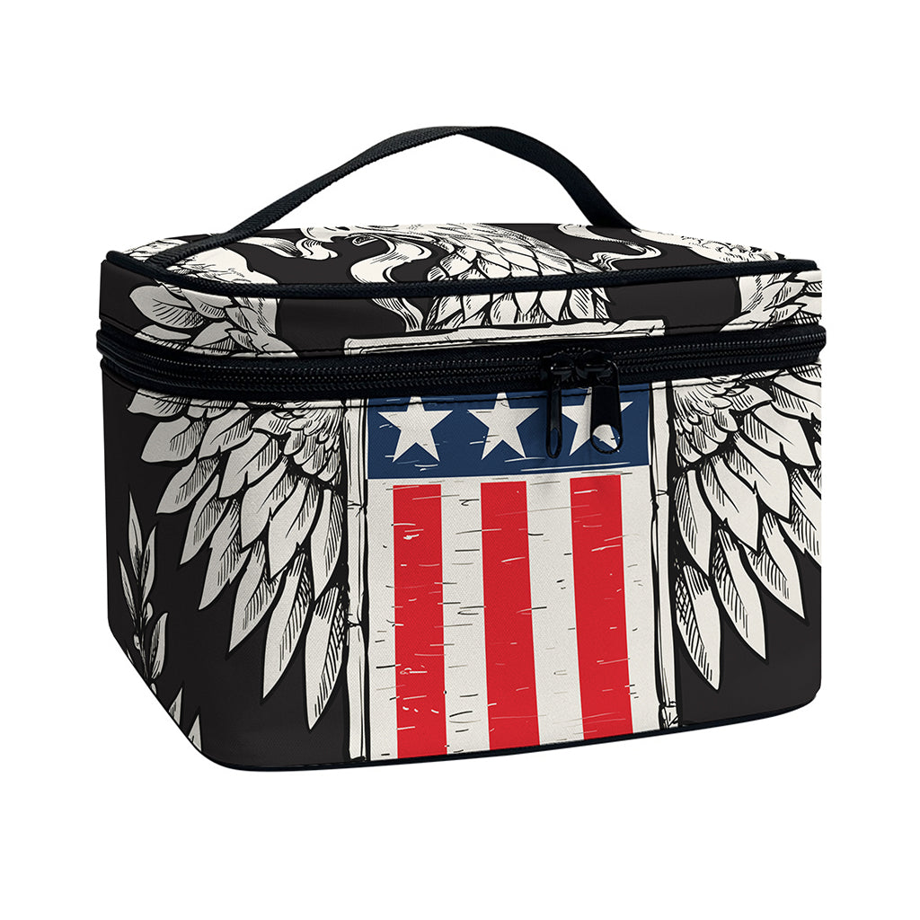 Patriotic USA Eagle Print Travel Makeup Bag