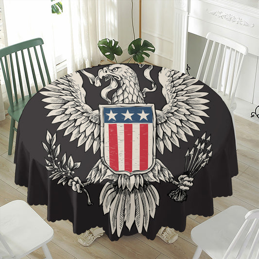 Patriotic USA Eagle Print Waterproof Round Tablecloth