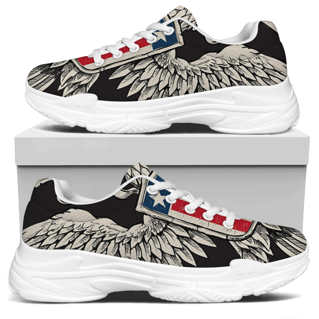 Patriotic USA Eagle Print White Chunky Shoes