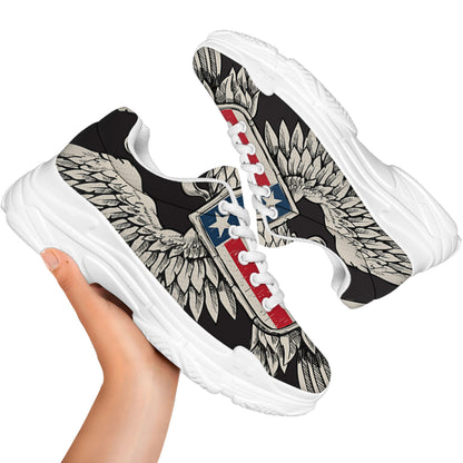Patriotic USA Eagle Print White Chunky Shoes