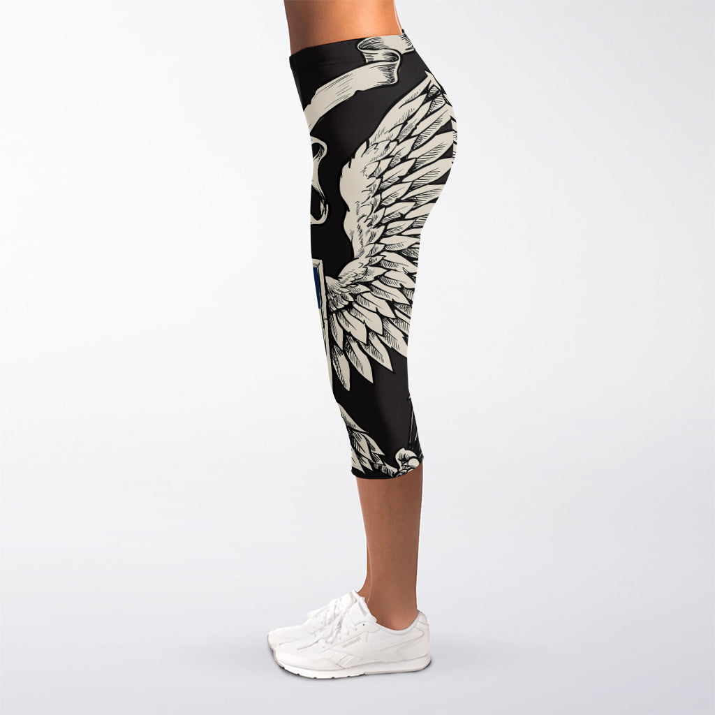 Patriotic USA Eagle Print Women's Capri Leggings