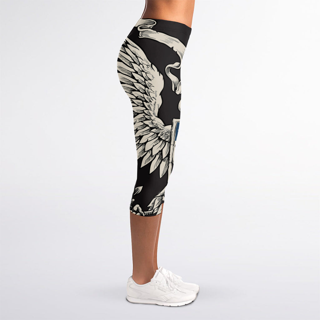 Patriotic USA Eagle Print Women's Capri Leggings