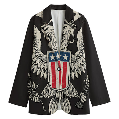 Patriotic USA Eagle Print Women's Cotton Blazer