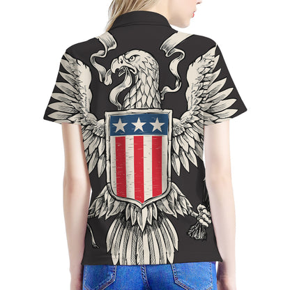 Patriotic USA Eagle Print Women's Polo Shirt