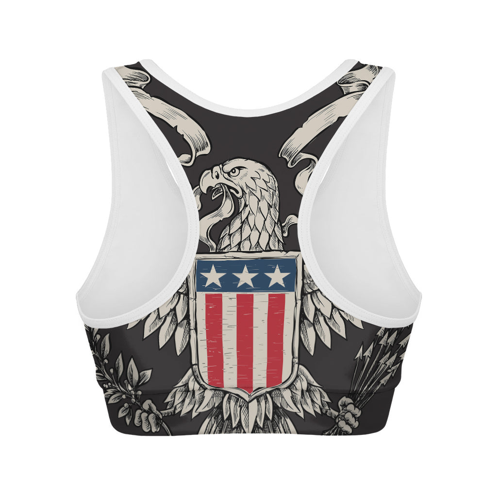Patriotic USA Eagle Print Women's Sports Bra