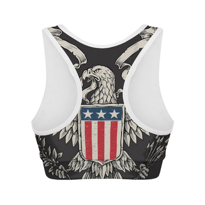 Patriotic USA Eagle Print Women's Sports Bra
