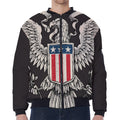 Patriotic USA Eagle Print Zip Sleeve Bomber Jacket