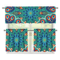 Peacock Feather Floral Pattern Print 3 Piece Kitchen Curtains