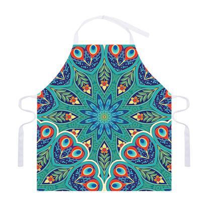Peacock Feather Floral Pattern Print Adjustable Apron