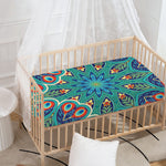 Peacock Feather Floral Pattern Print Baby Crib Sheet