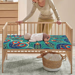 Peacock Feather Floral Pattern Print Baby Crib Sheet