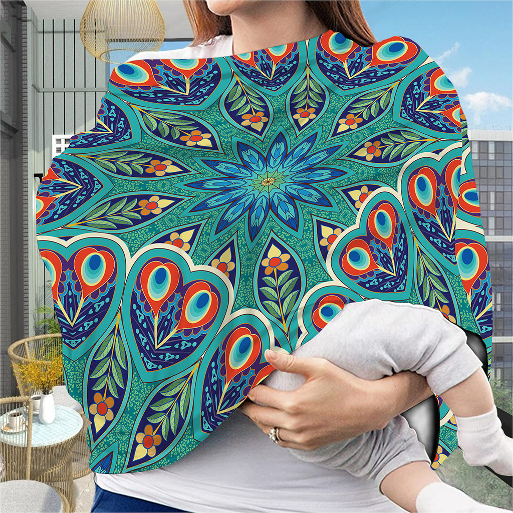 Peacock Feather Floral Pattern Print Baby Seat Cover