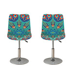 Peacock Feather Floral Pattern Print Bar Stool Covers