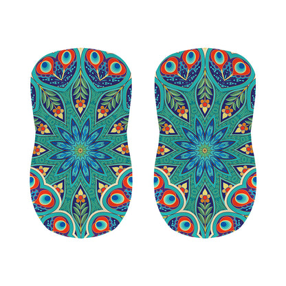 Peacock Feather Floral Pattern Print Bar Stool Covers