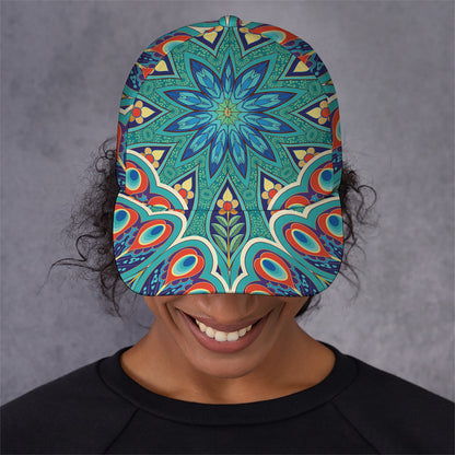 Peacock Feather Floral Pattern Print Baseball Cap