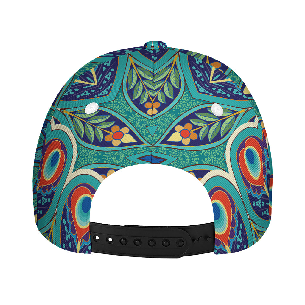 Peacock Feather Floral Pattern Print Baseball Cap