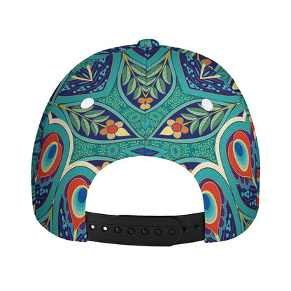 Peacock Feather Floral Pattern Print Baseball Cap