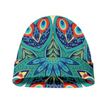 Peacock Feather Floral Pattern Print Beanie
