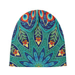 Peacock Feather Floral Pattern Print Beanie