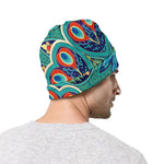 Peacock Feather Floral Pattern Print Beanie