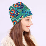 Peacock Feather Floral Pattern Print Beanie