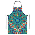 Peacock Feather Floral Pattern Print Bib Apron With Pocket