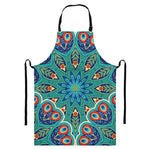Peacock Feather Floral Pattern Print Bib Apron With Pocket