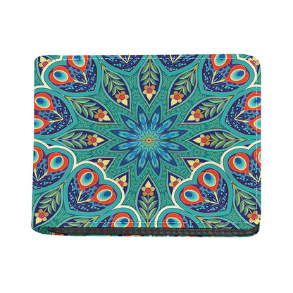 Peacock Feather Floral Pattern Print Bifold Wallet