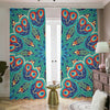 Peacock Feather Floral Pattern Print Blackout Pencil Pleat Curtains