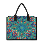 Peacock Feather Floral Pattern Print Canvas Tote Bag