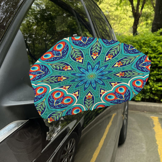 Peacock Feather Floral Pattern Print Car Side Mirror Covers