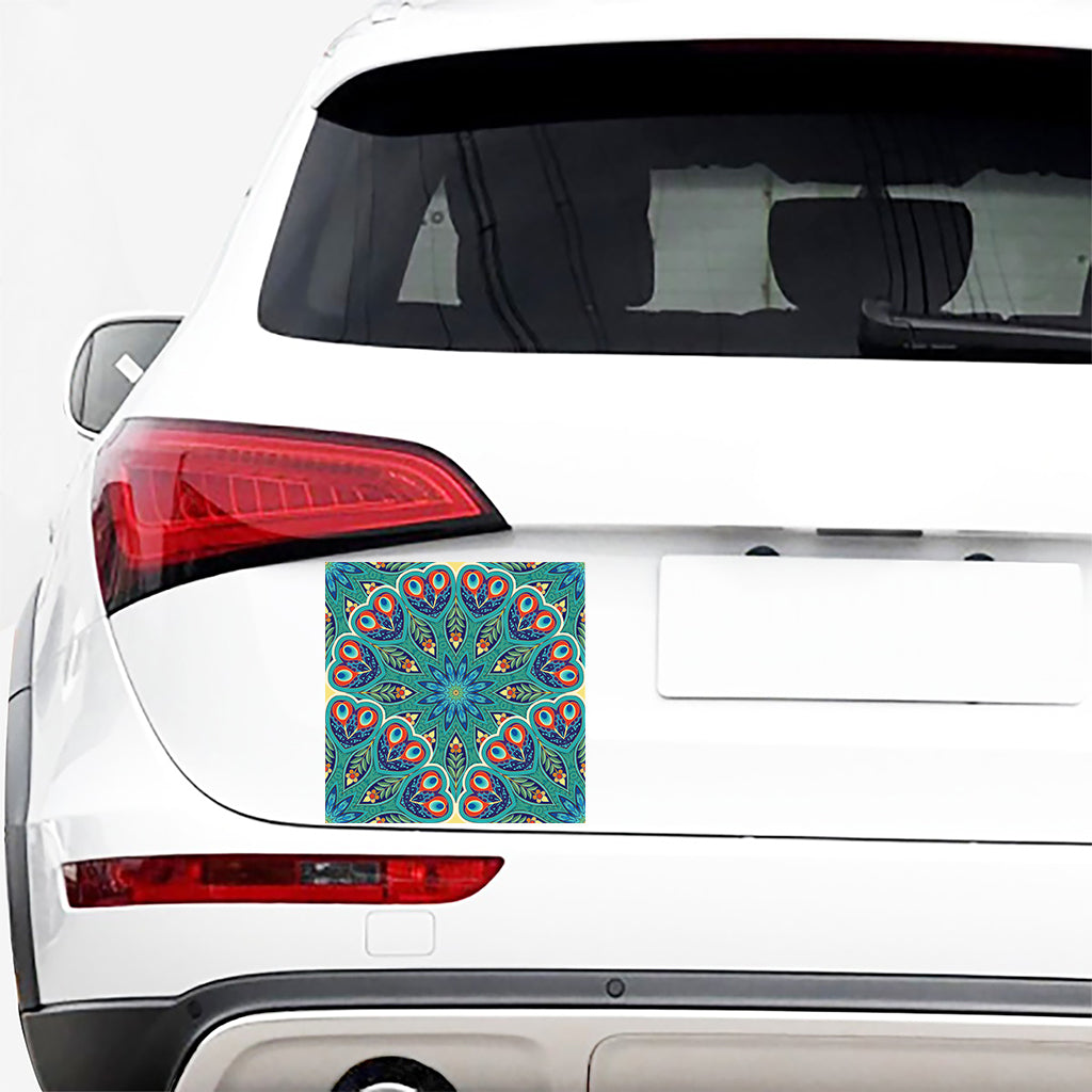 Peacock Feather Floral Pattern Print Car Sticker