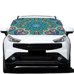 Peacock Feather Floral Pattern Print Car Windshield Snow Cover